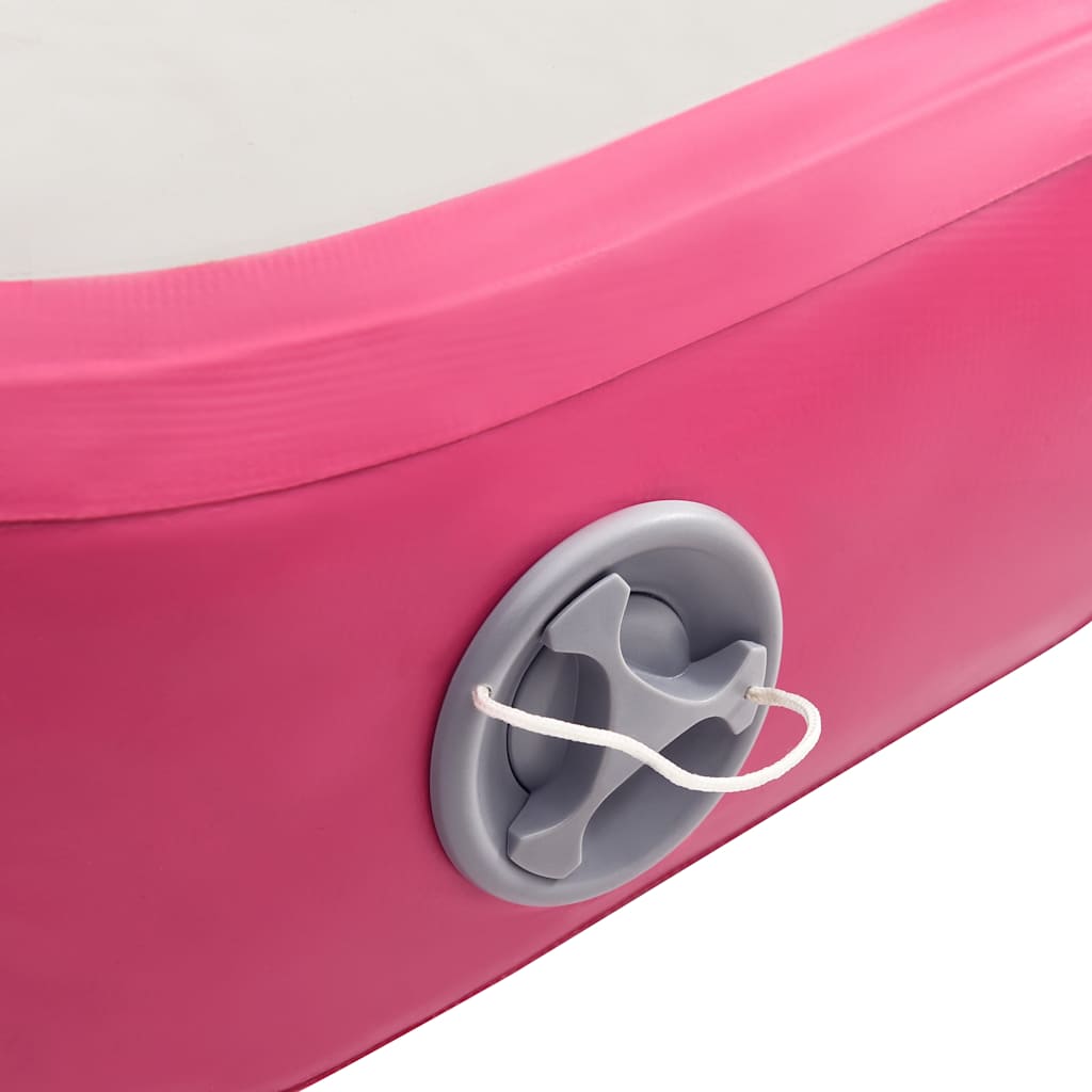 Oppblåsbar gymnastikkmatte med pumpe 400x100x20 cm PVC rosa