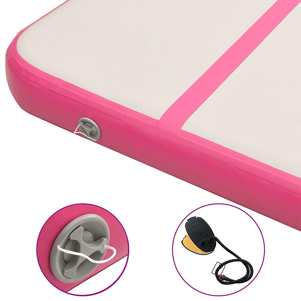 Oppblåsbar gymnastikkmatte med pumpe 800x100x20 cm PVC rosa