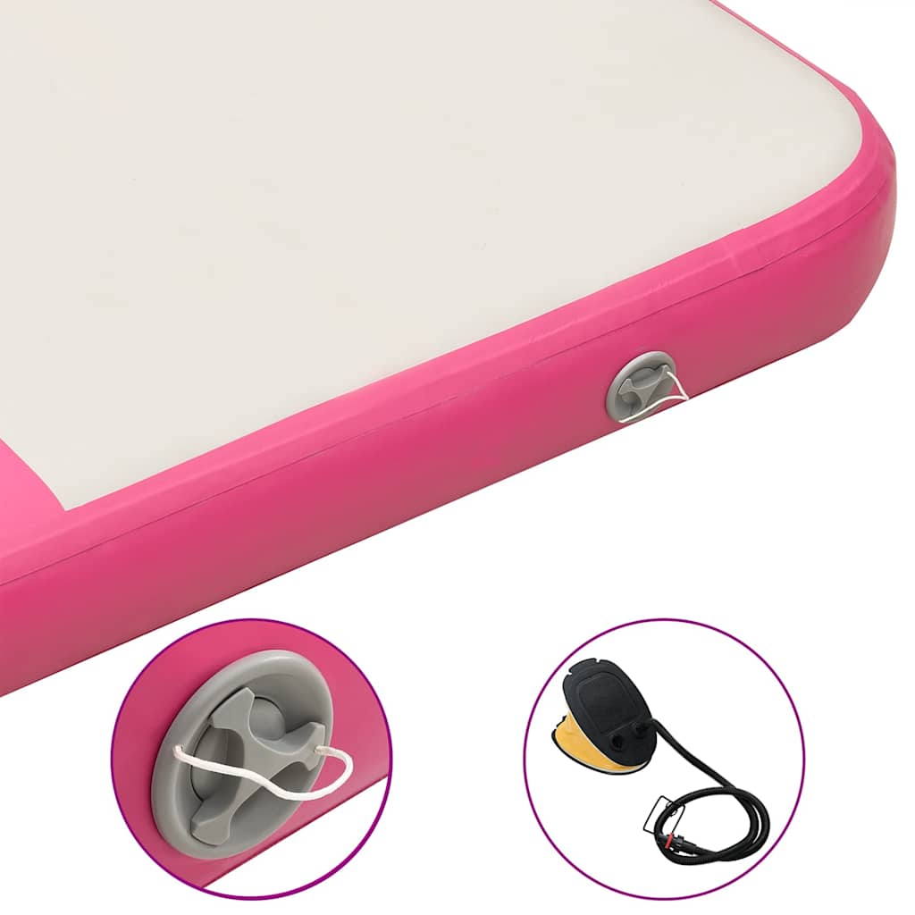 Oppblåsbar gymnastikkmatte med pumpe 200x200x10 cm PVC rosa