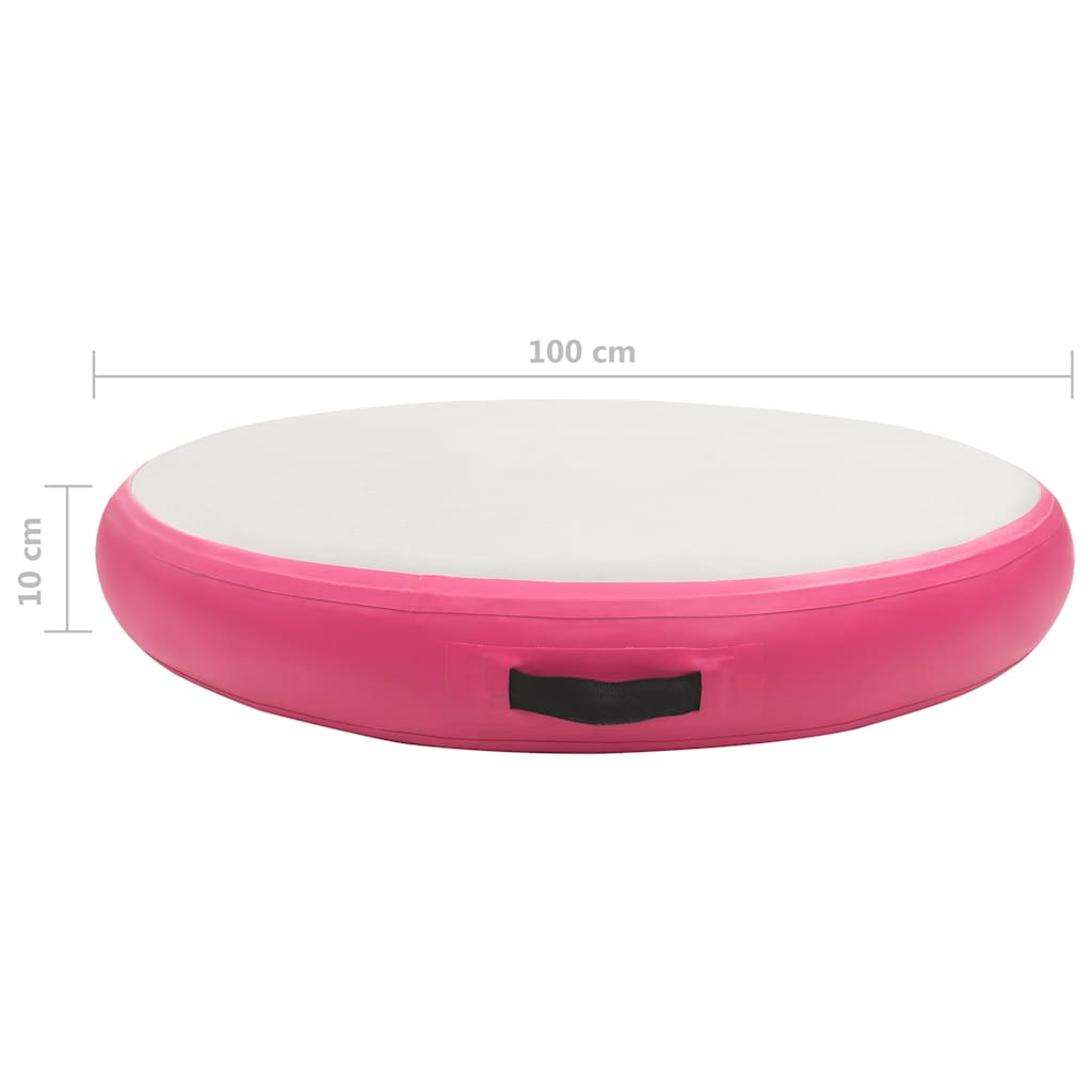 Oppblåsbar gymnastikkmatte med pumpe 100x100x10 cm PVC rosa