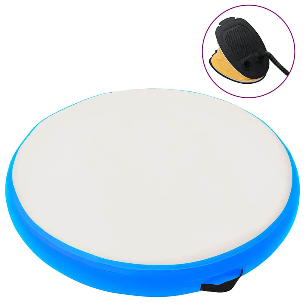 Oppblåsbar gymnastikkmatte med pumpe 100x100x10 cm PVC blå