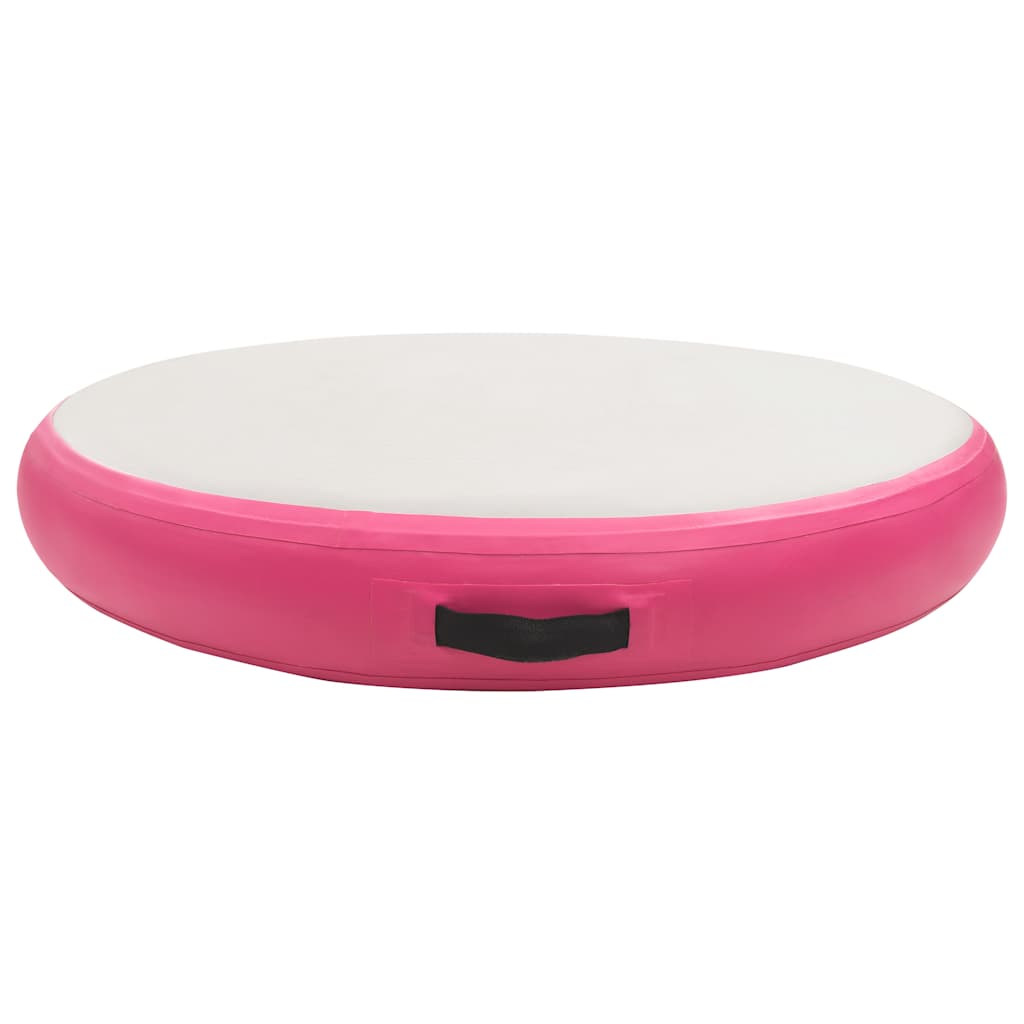 Oppblåsbar gymnastikkmatte med pumpe 100x100x15 cm PVC rosa