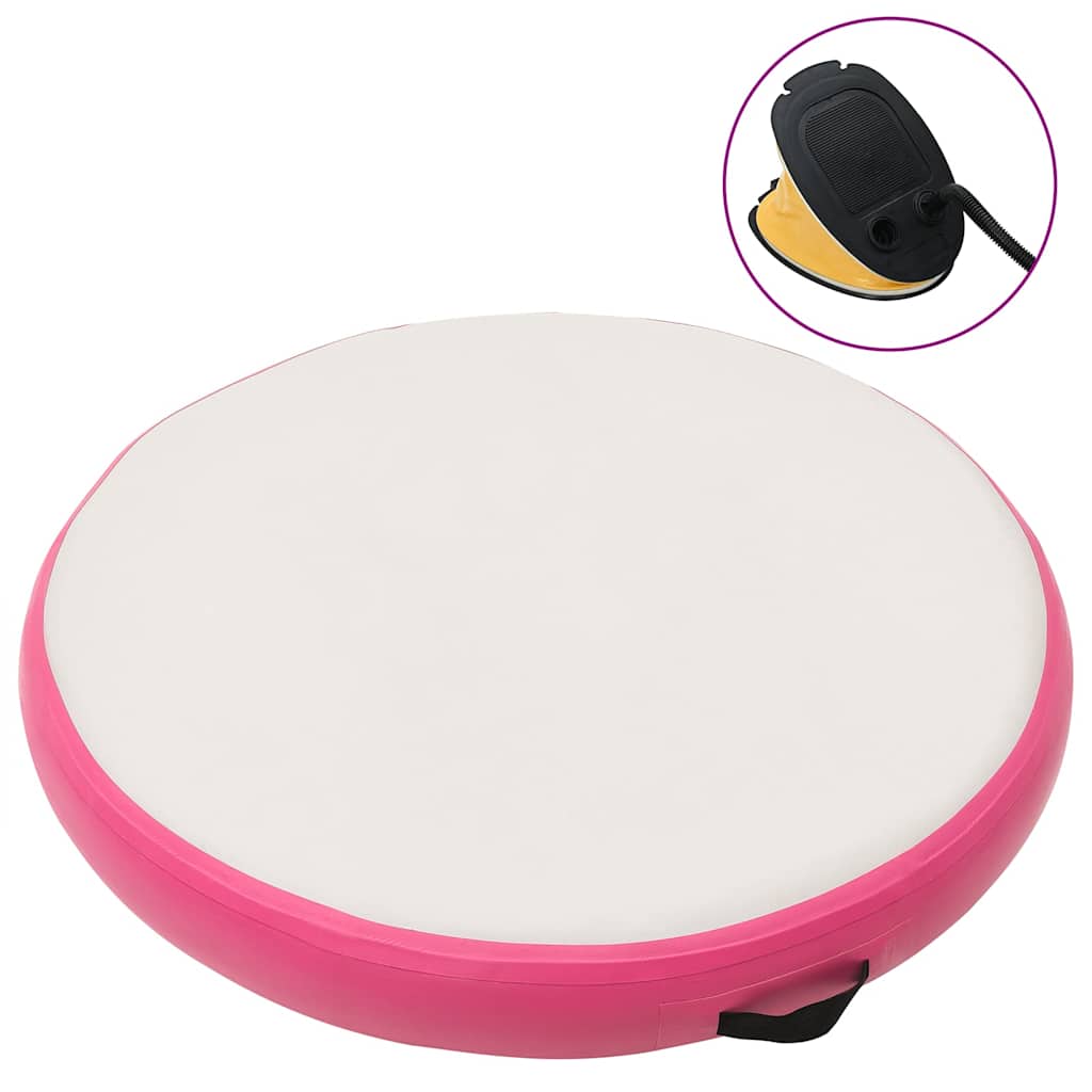 Oppblåsbar gymnastikkmatte med pumpe 100x100x20 cm PVC rosa