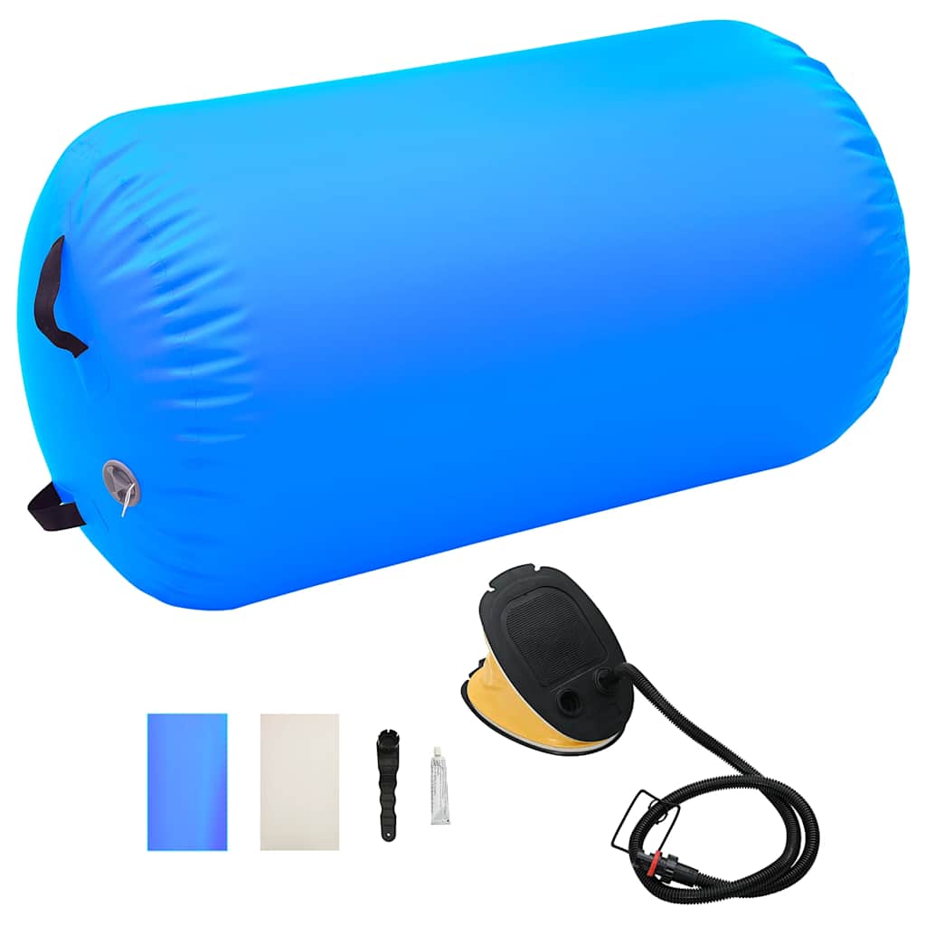 Oppblåsbar gymnastikkrull med pumpe 100x60 cm PVC blå