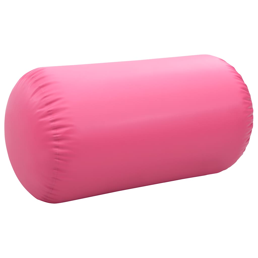 Oppblåsbar gymnastikkrull med pumpe 120x90 cm PVC rosa