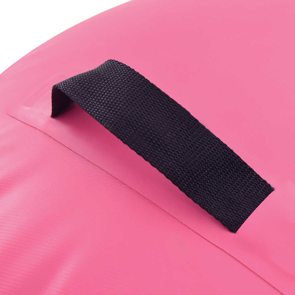 Oppblåsbar gymnastikkrull med pumpe 120x90 cm PVC rosa