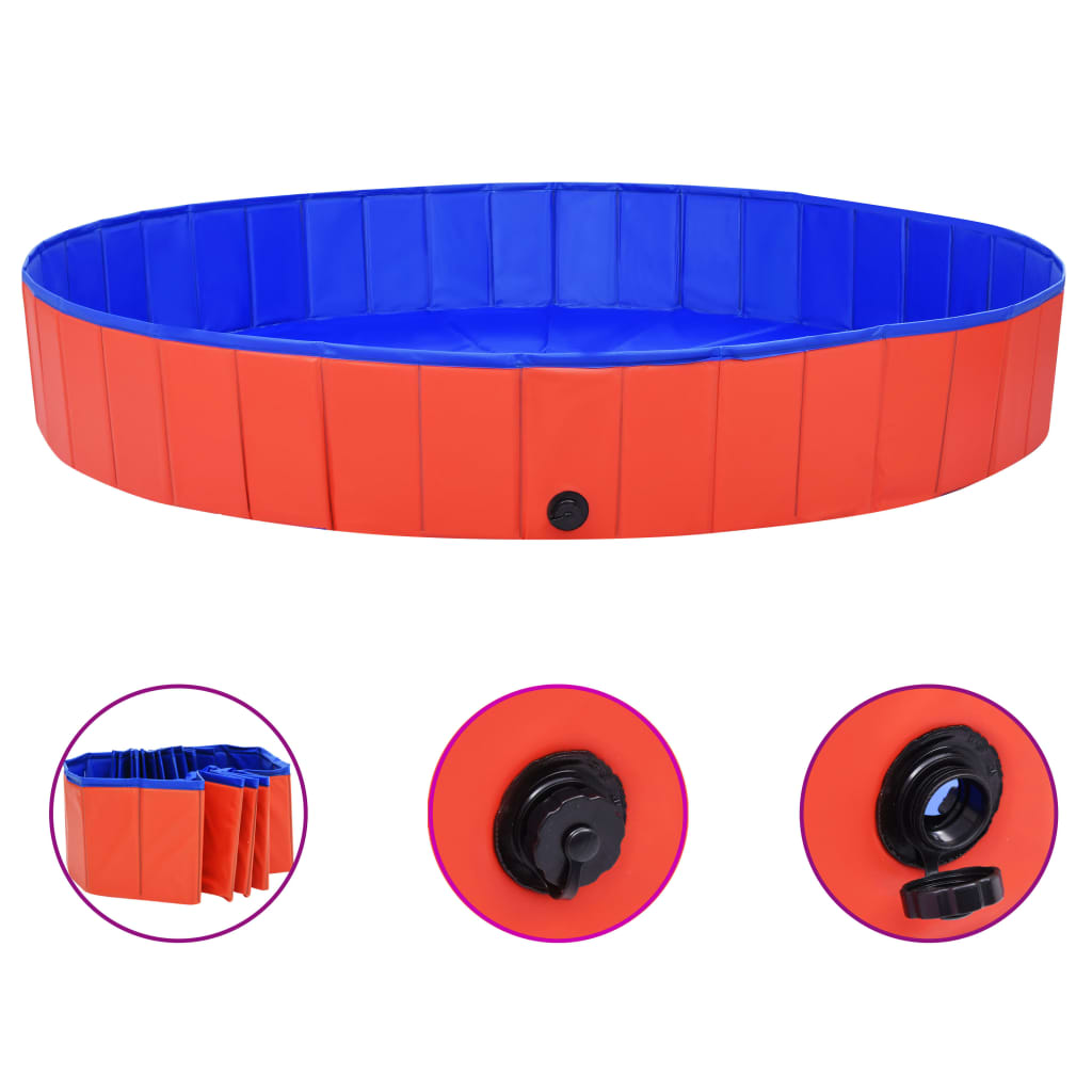 Sammenleggbart hundebasseng rød 200x30 cm PVC