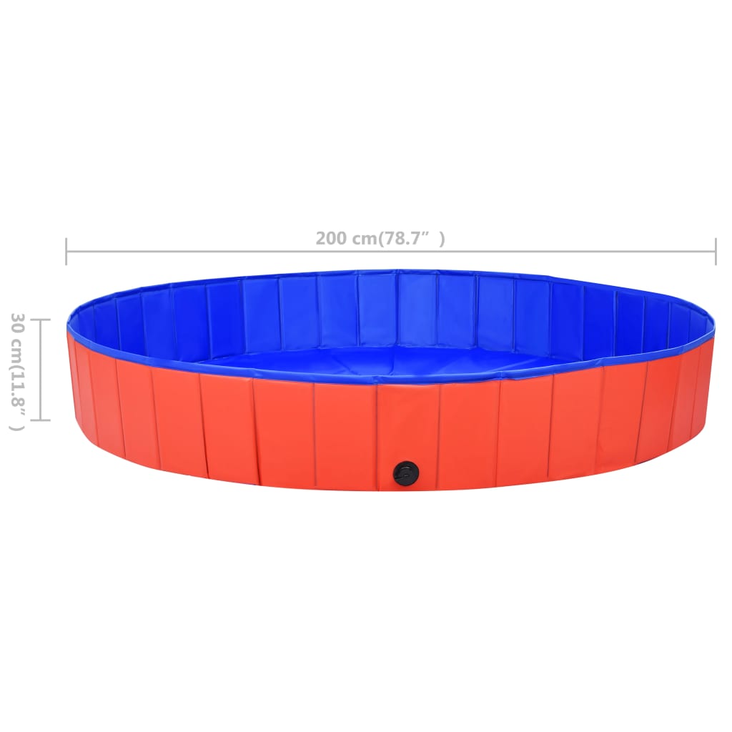 Sammenleggbart hundebasseng rød 200x30 cm PVC