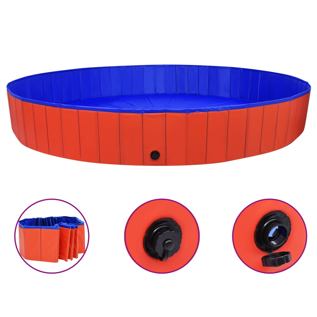 Sammenleggbart hundebasseng rød 300x40 cm PVC