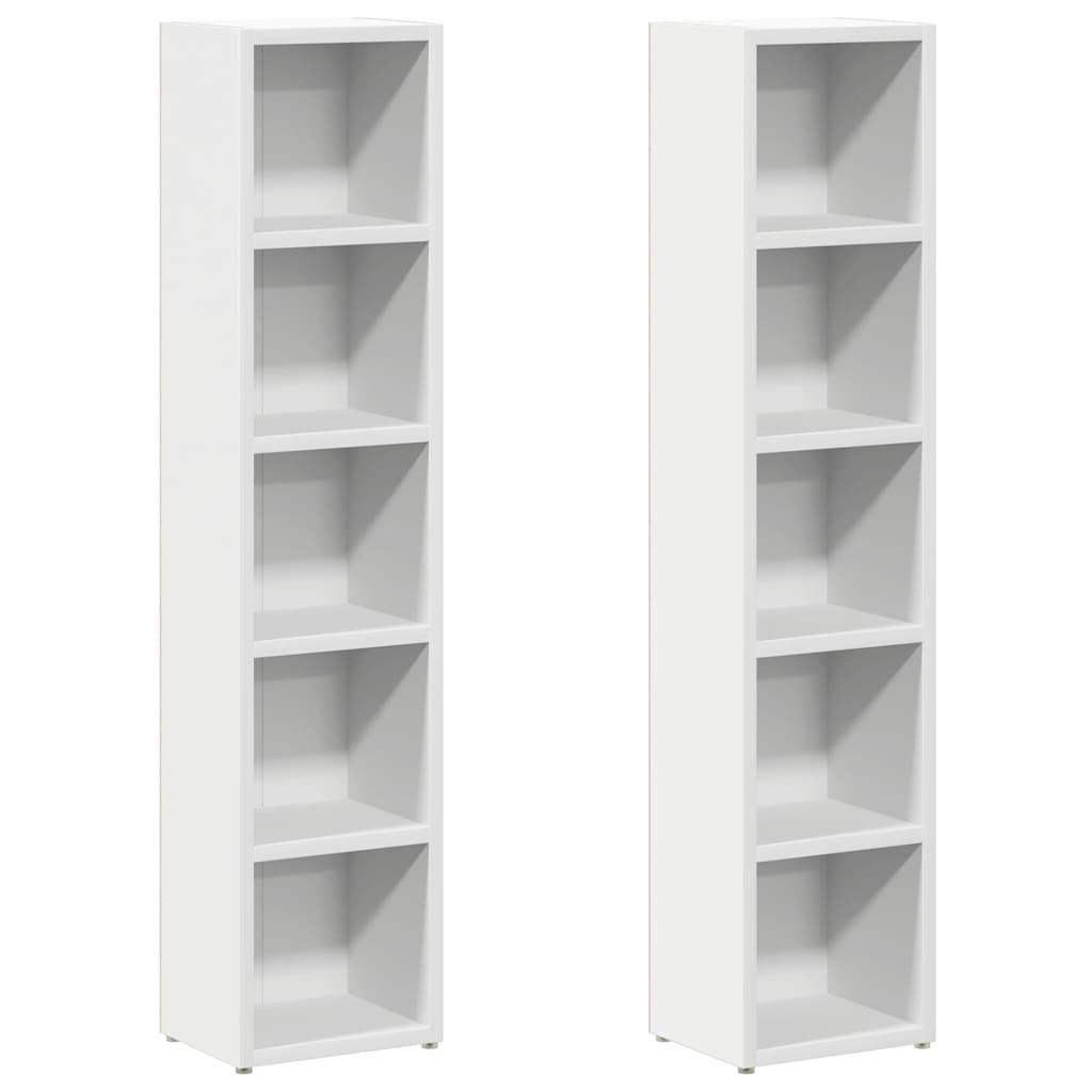 CD-skap 2 stk hvit 21x16x93,5 cm sponplate vidaXL