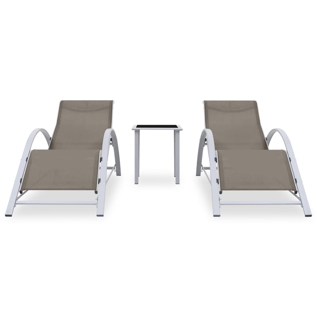 Solsenger 2 stk med bord aluminium gråbrun vidaXL