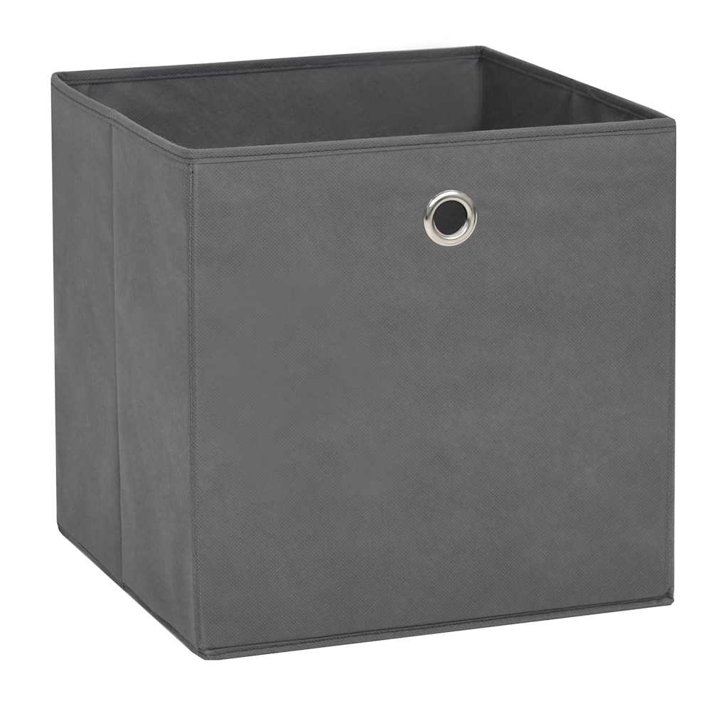 Oppbevaringsbokser 4 stk uvevd stoff 28x28x28 cm grå