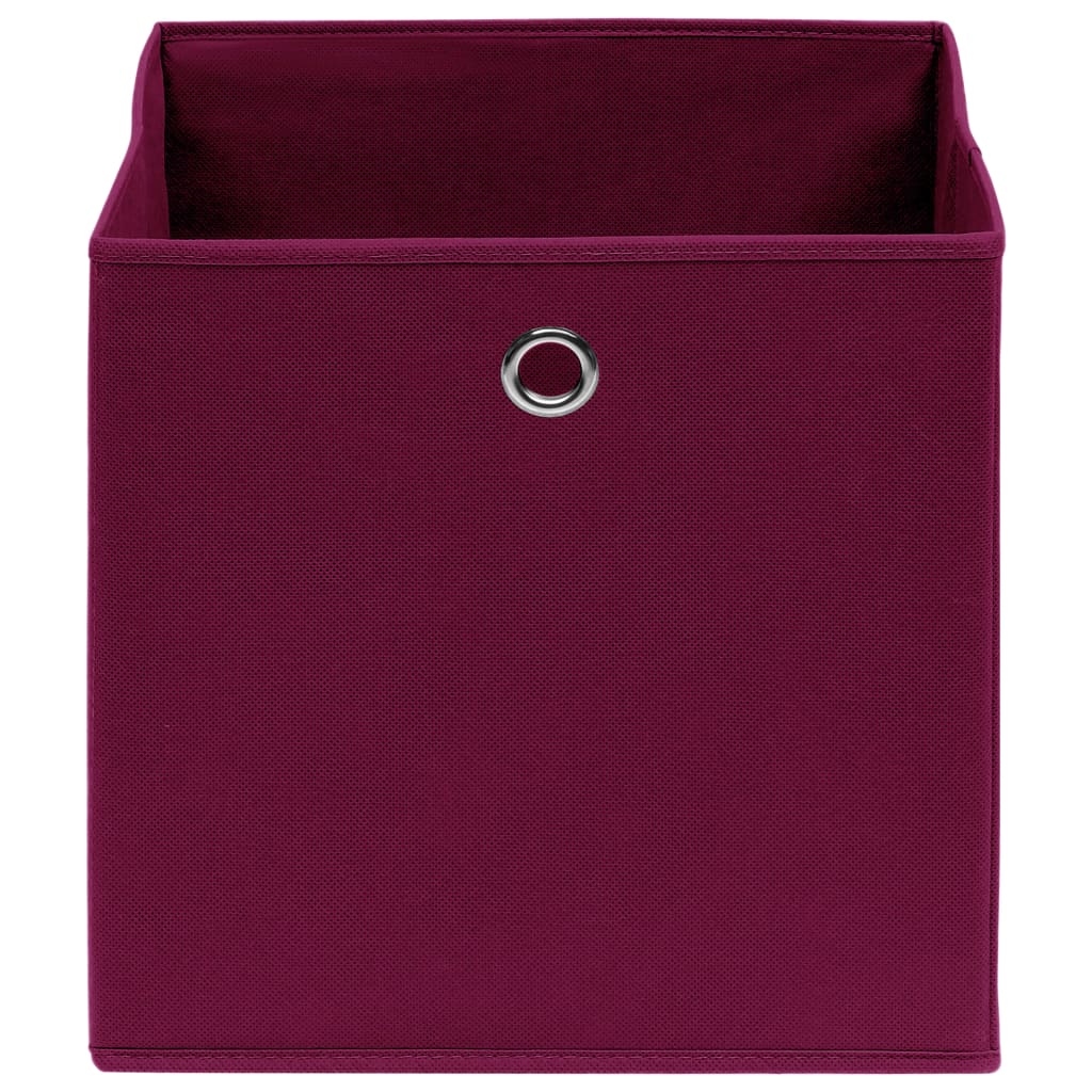 Oppbevaringsbokser 4 stk uvevd stoff 28x28x28 cm mørkerød