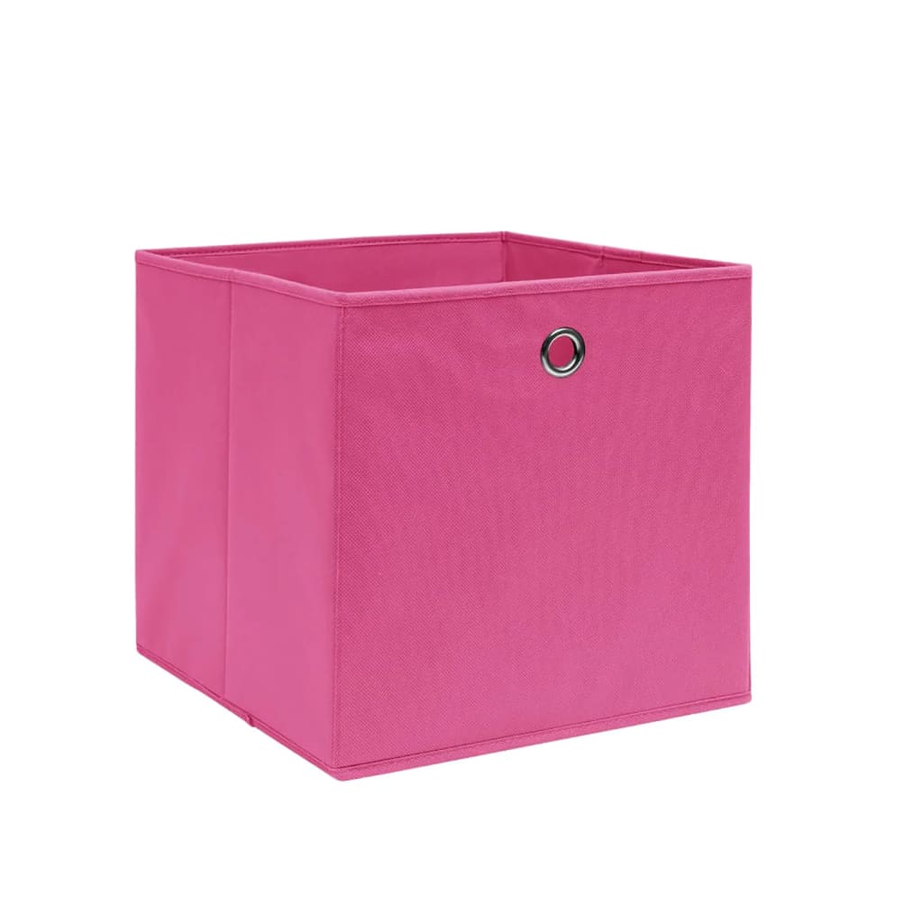 Oppbevaringsbokser 4 stk uvevd stoff 28x28x28 cm rosa