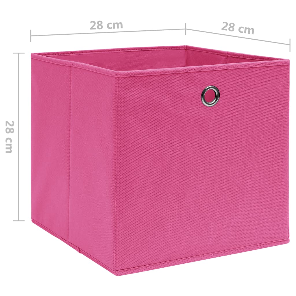 Oppbevaringsbokser 4 stk uvevd stoff 28x28x28 cm rosa
