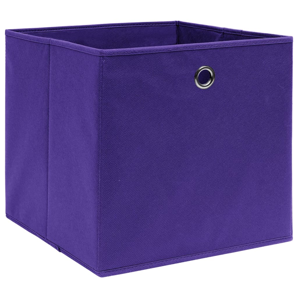 Oppbevaringsbokser 4 stk uvevd stoff 28x28x28 cm lilla