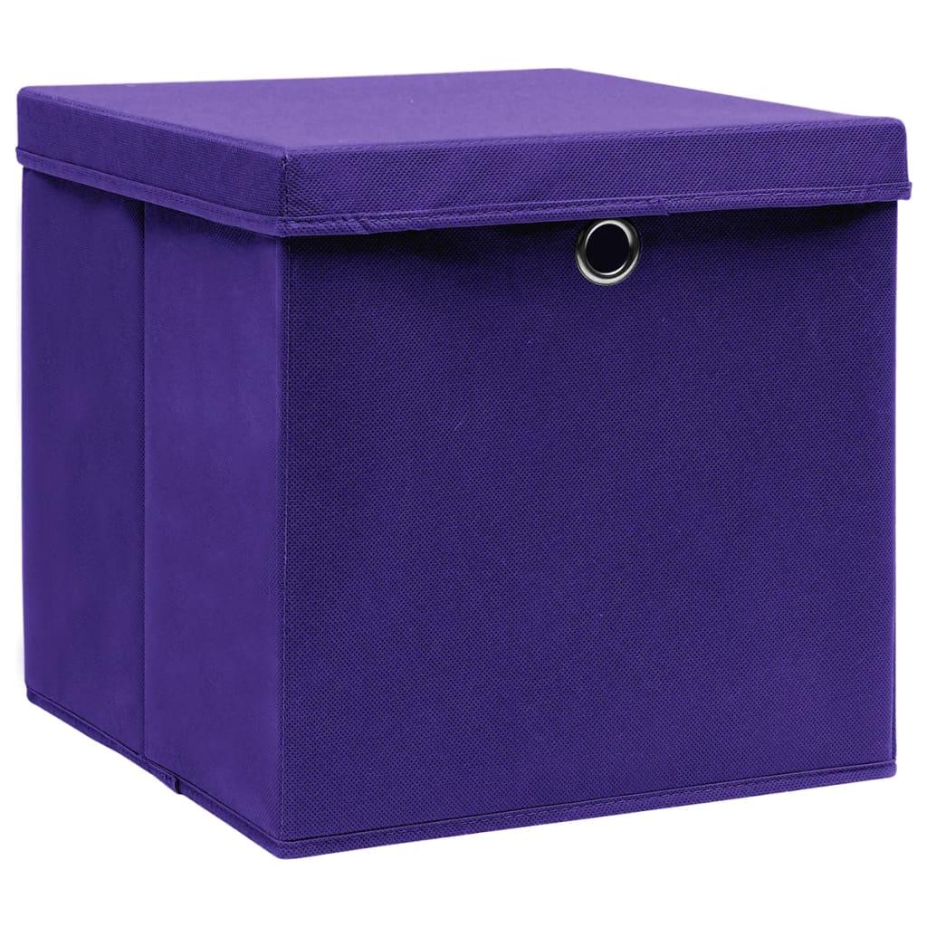 Oppbevaringsbokser med deksler 4 stk 28x28x28 cm lilla