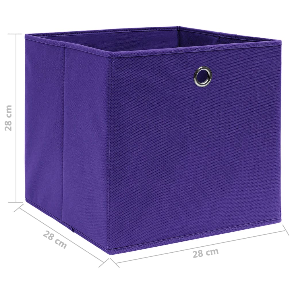 Oppbevaringsbokser 10 stk uvevd stoff 28x28x28 cm lilla
