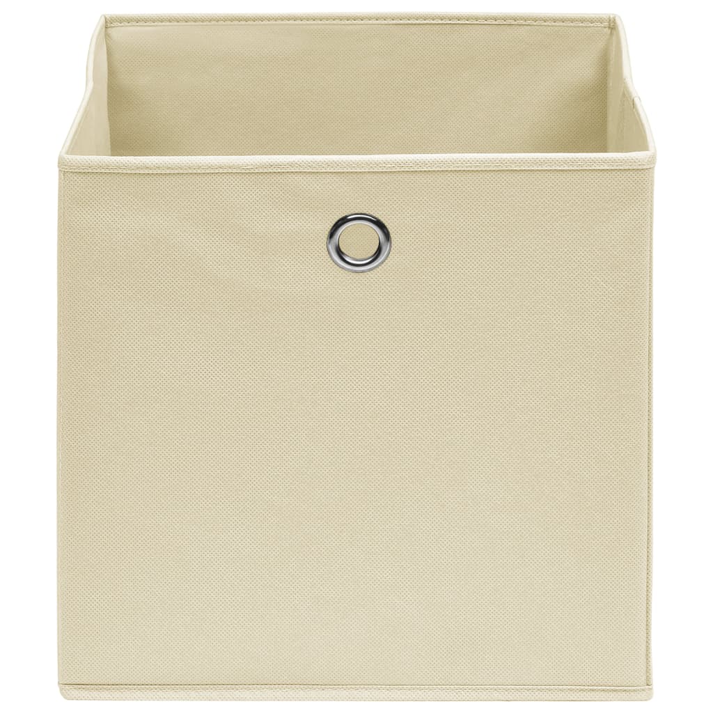 Oppbevaringsbokser 10 stk uvevd stoff 28x28x28 cm kremhvit
