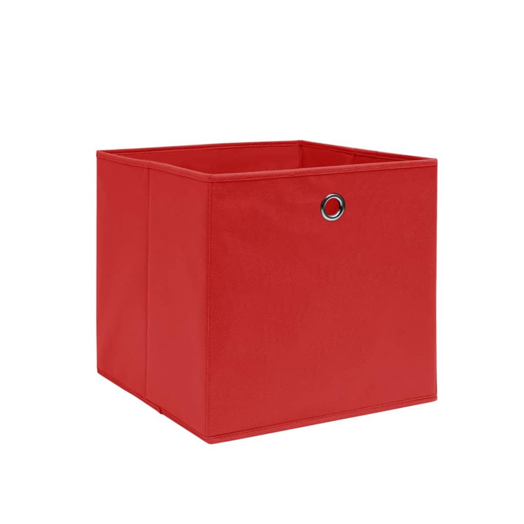 Oppbevaringsbokser 4 stk uvevd stoff 28x28x28 cm rød
