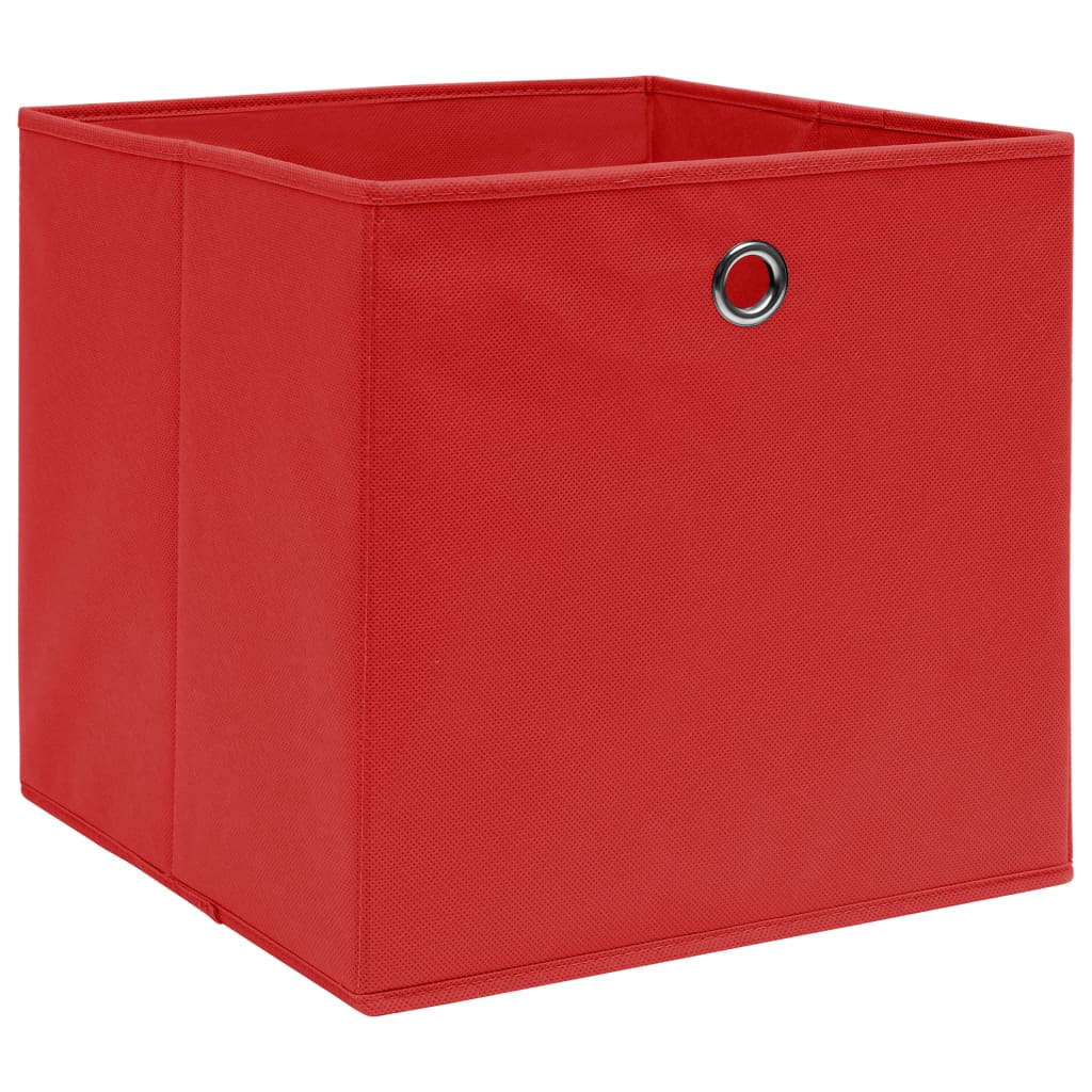 Oppbevaringsbokser 4 stk uvevd stoff 28x28x28 cm rød