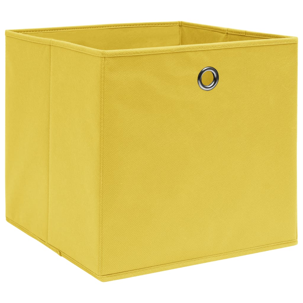 Oppbevaringsbokser 10 stk uvevd stoff 28x28x28 cm gul