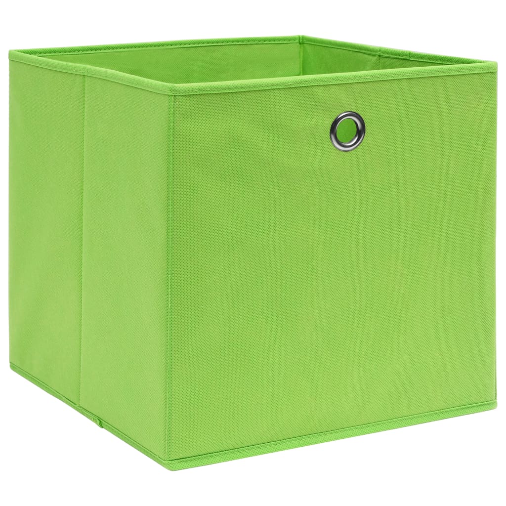 Oppbevaringsbokser 10 stk uvevd stoff 28x28x28 cm grønn