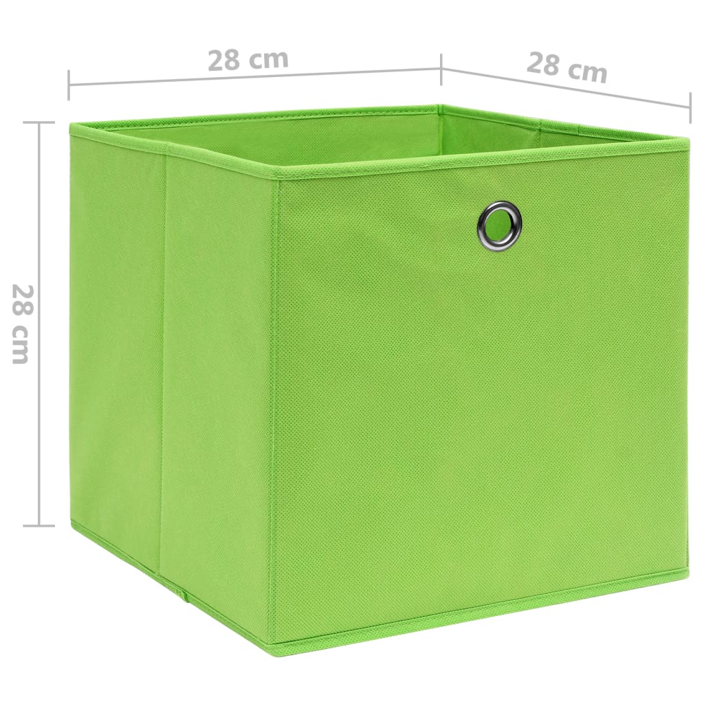 Oppbevaringsbokser 10 stk uvevd stoff 28x28x28 cm grønn