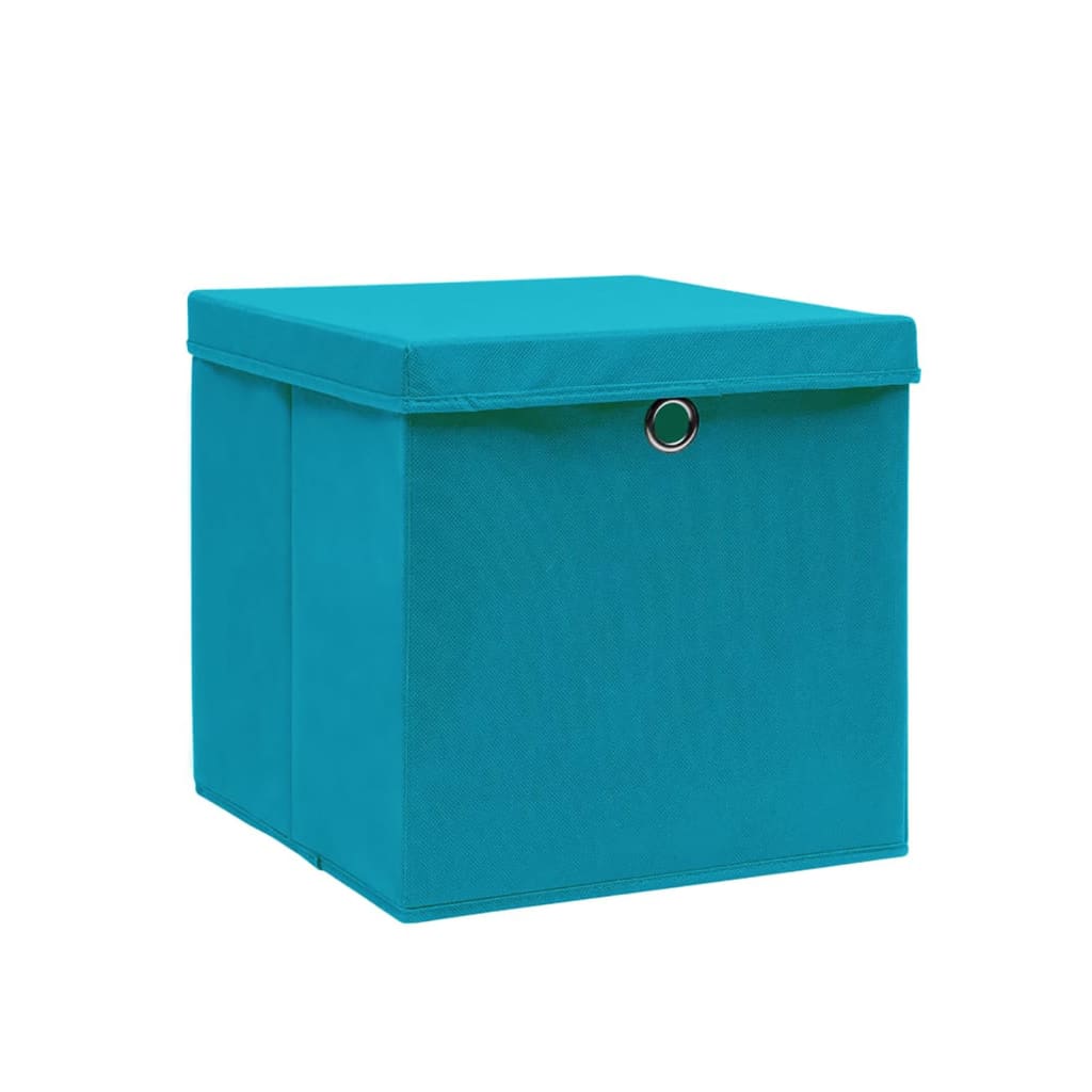 Oppbevaringsbokser med deksler 4 stk 28x28x28 cm babyblå