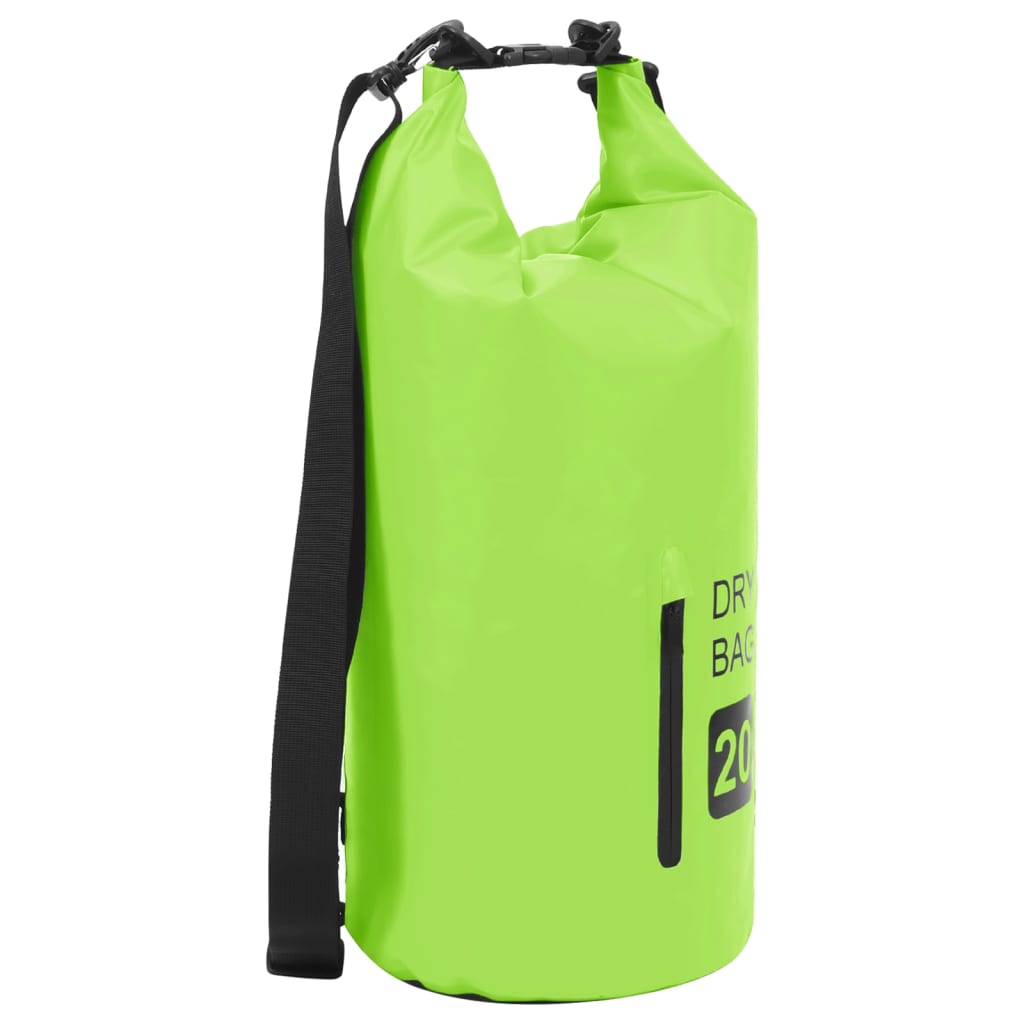 Tørrsekk med glidelås grønn 20 L PVC