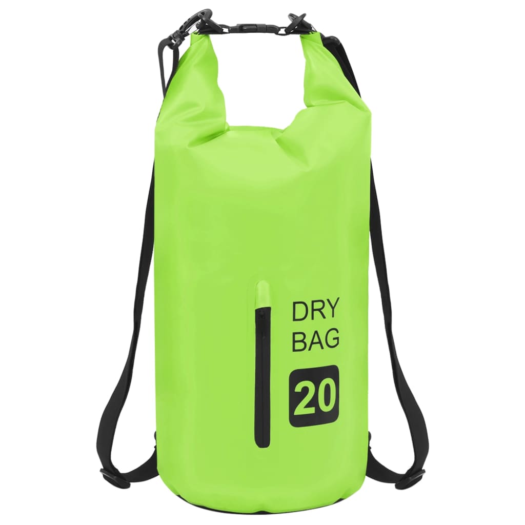 Tørrsekk med glidelås grønn 20 L PVC