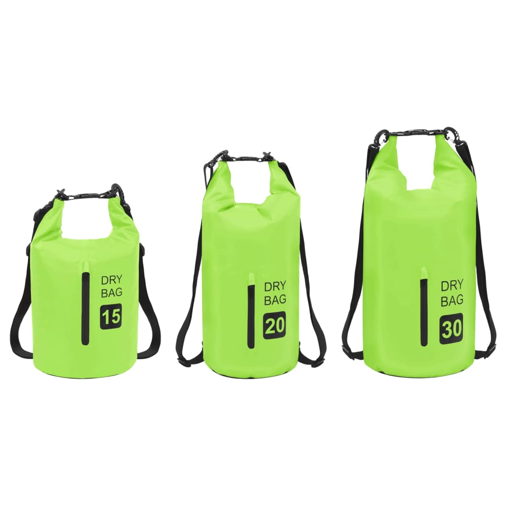Tørrsekk med glidelås grønn 20 L PVC