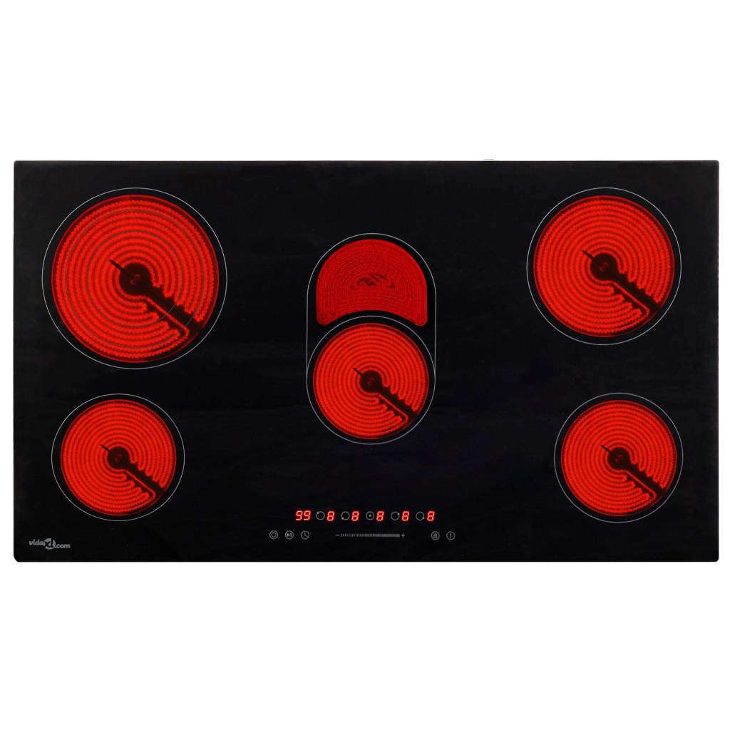 Keramisk platetopp 5 kokesoner berøringskontroll 77 cm 8500 W vidaXL