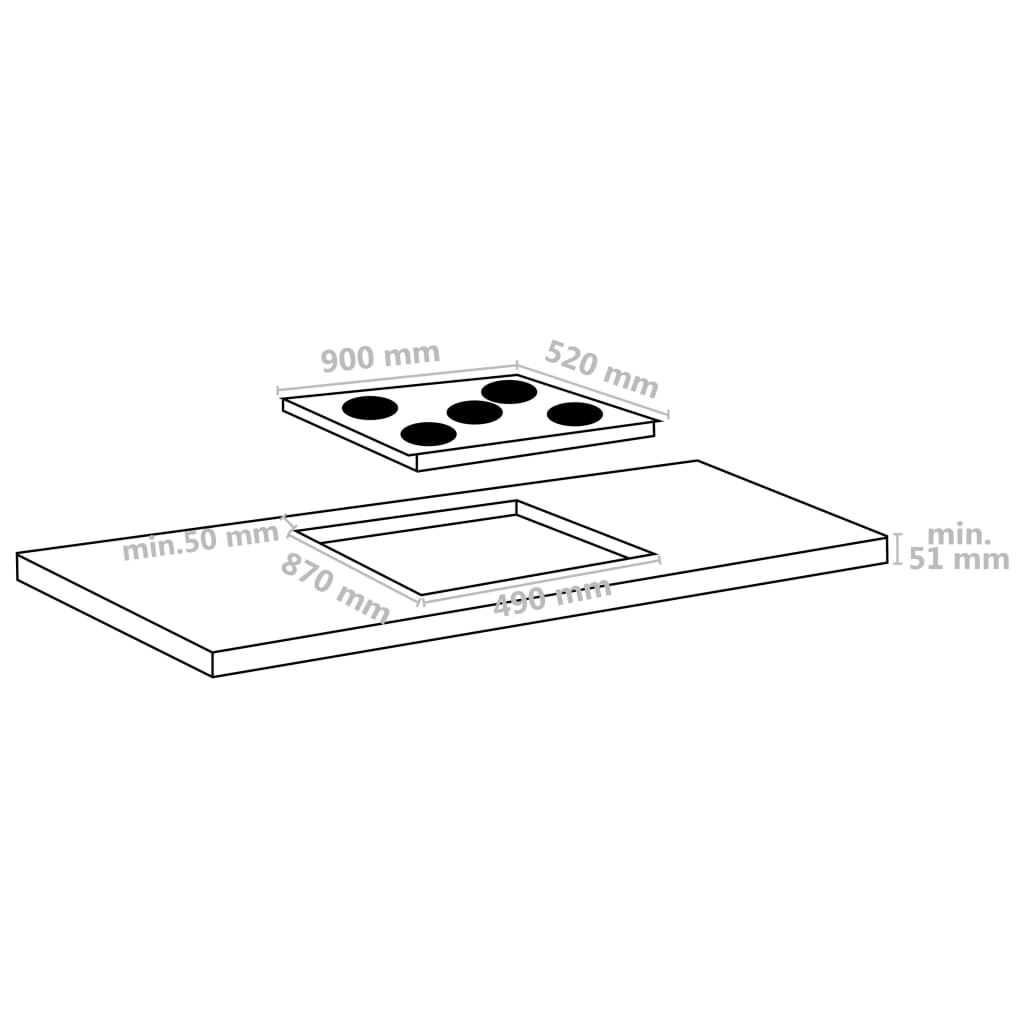 Keramisk platetopp 5 kokesoner berøringskontroll 90 cm 8500 W