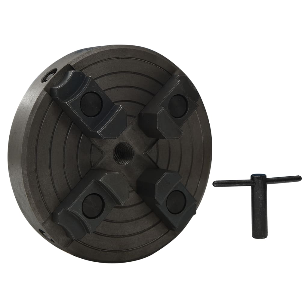 Chuck til tredreiebenk 4 bakker M18 gjenge svart 150x63 mm