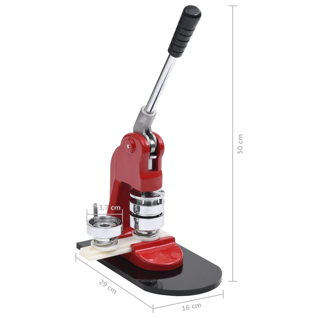 Buttonsmaskin med 500 buttonsdeler med nål 37 mm