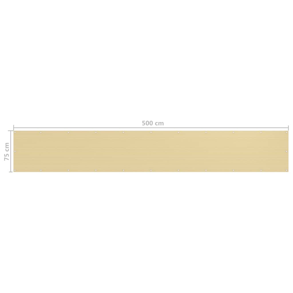 Balkongskjerm beige 75x500 cm HDPE