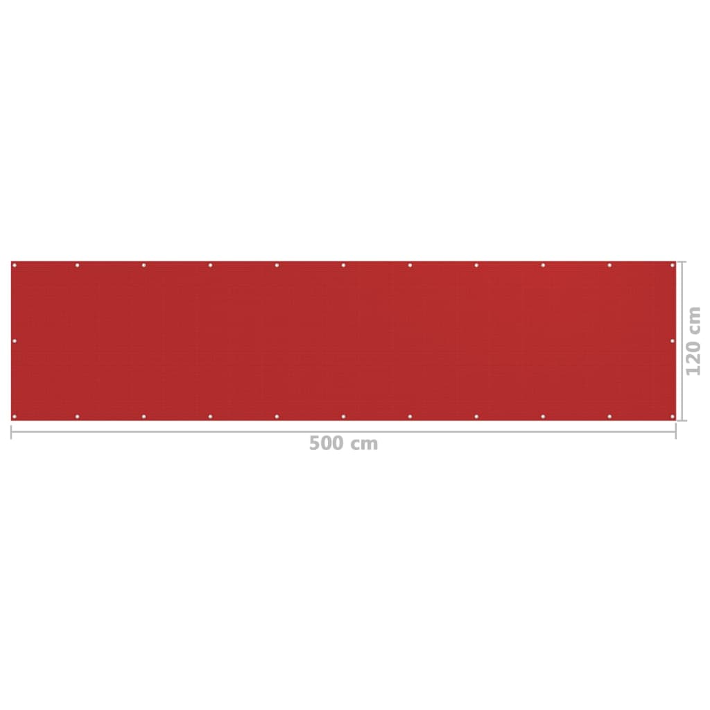Balkongskjerm rød 120x500 cm HDPE