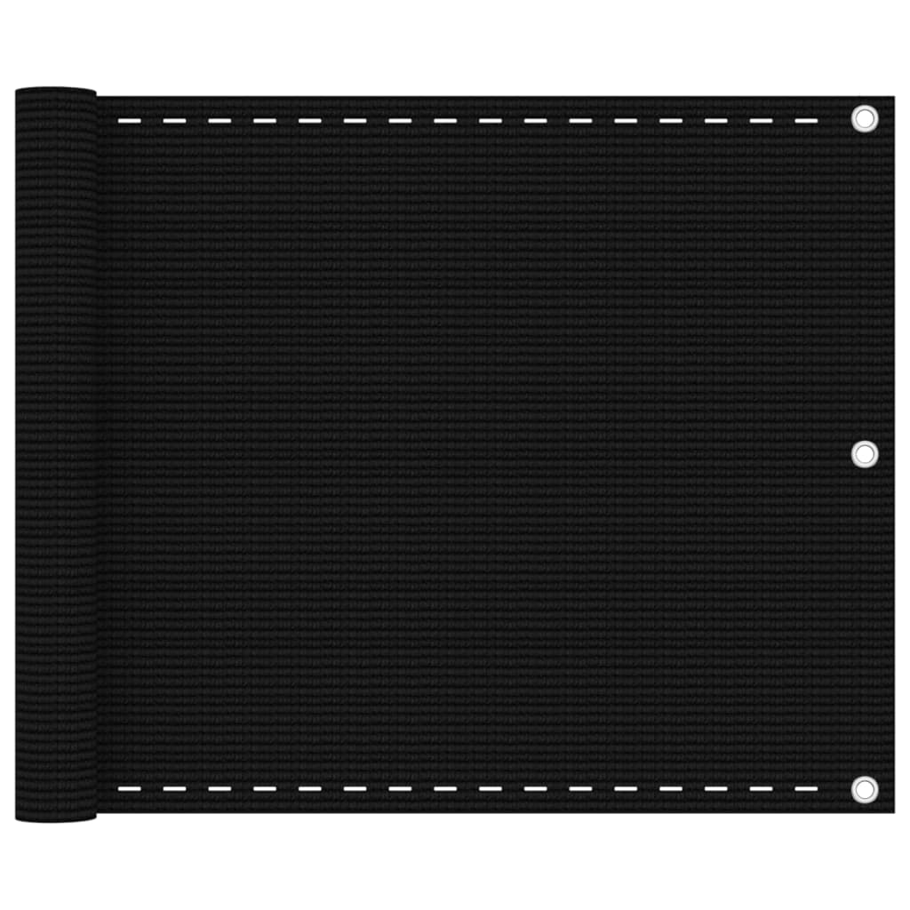 Balkongskjerm svart 75x600 cm HDPE