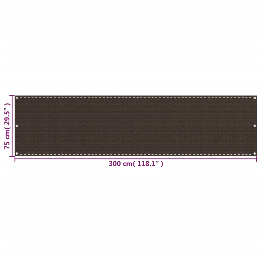 Balkongskjerm brun 75x300 cm HDPE