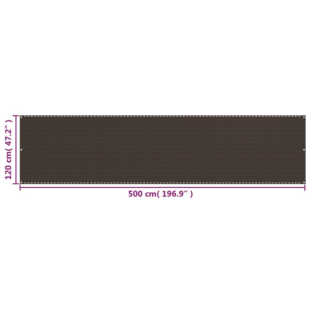 Balkongskjerm brun 120x500 cm HDPE