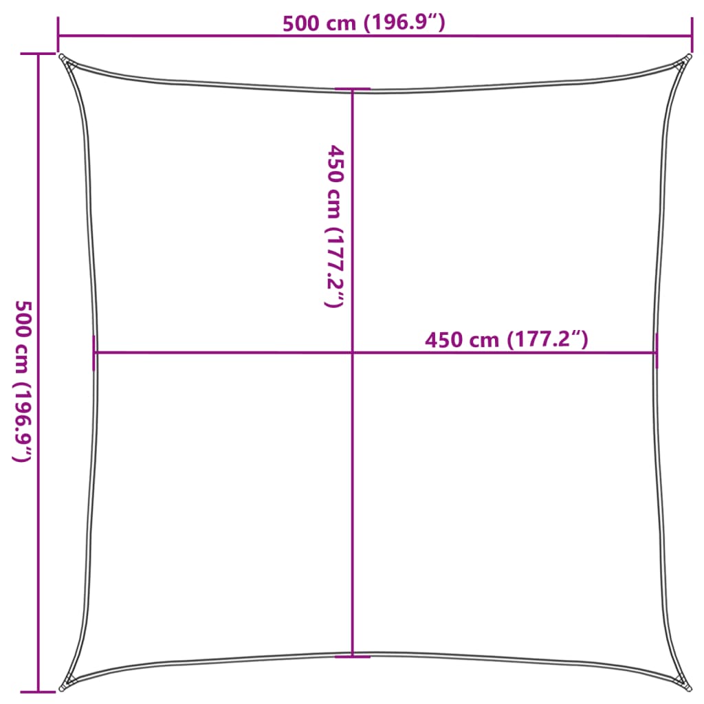 Solseil 160 g/m² beige 5x5 m HDPE