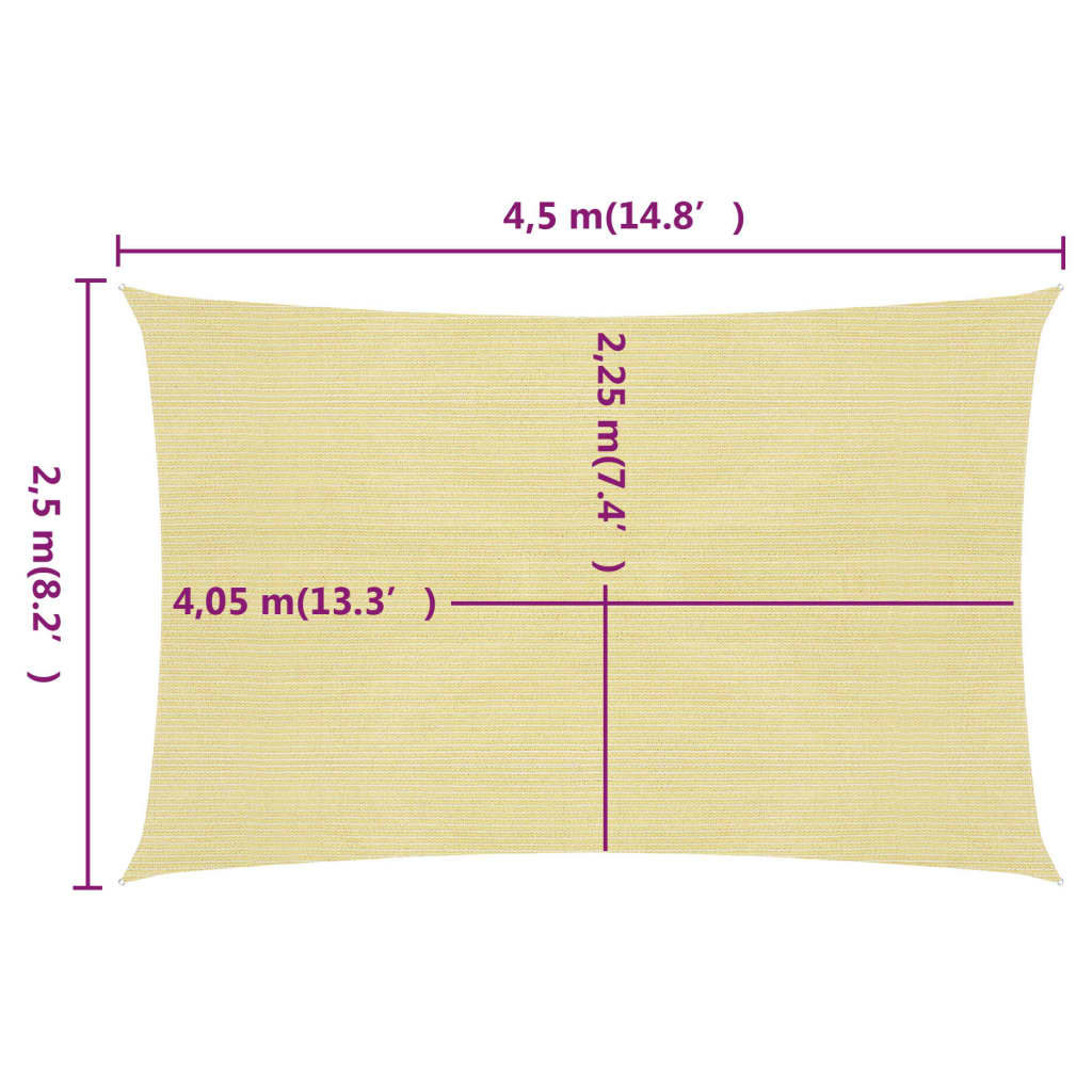 Solseil 160 g/m² beige 2,5x4,5 m HDPE