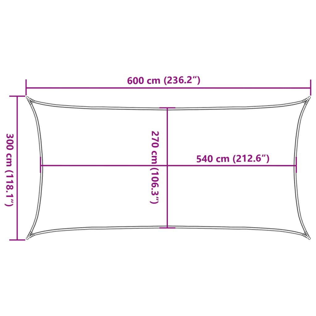 Solseil 160 g/m² beige 3x6 m HDPE