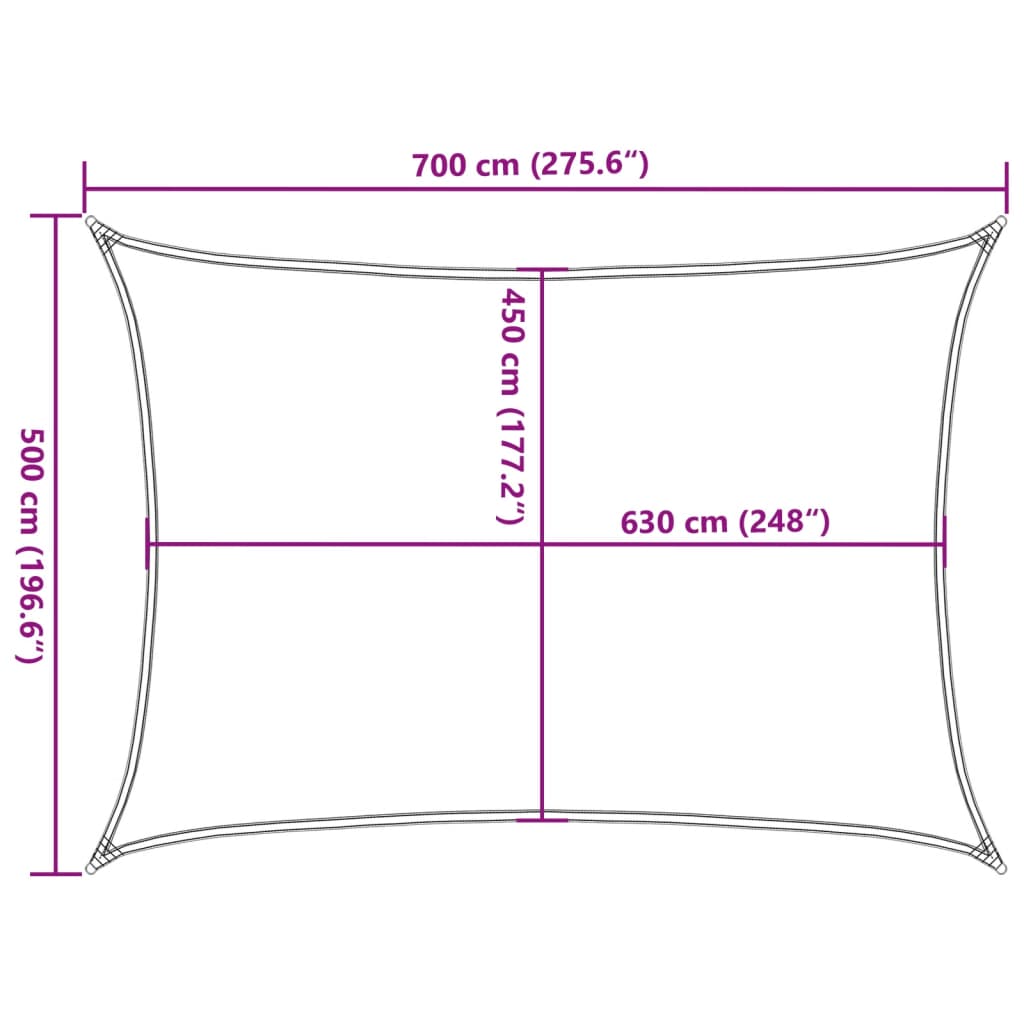 Solseil 160 g/m² beige 5x7 m HDPE