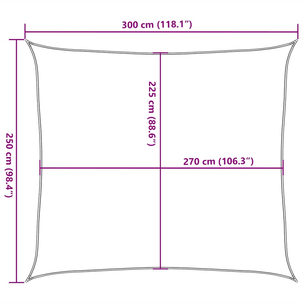 Solseil 160 g/m² hvit 2,5x3 m HDPE