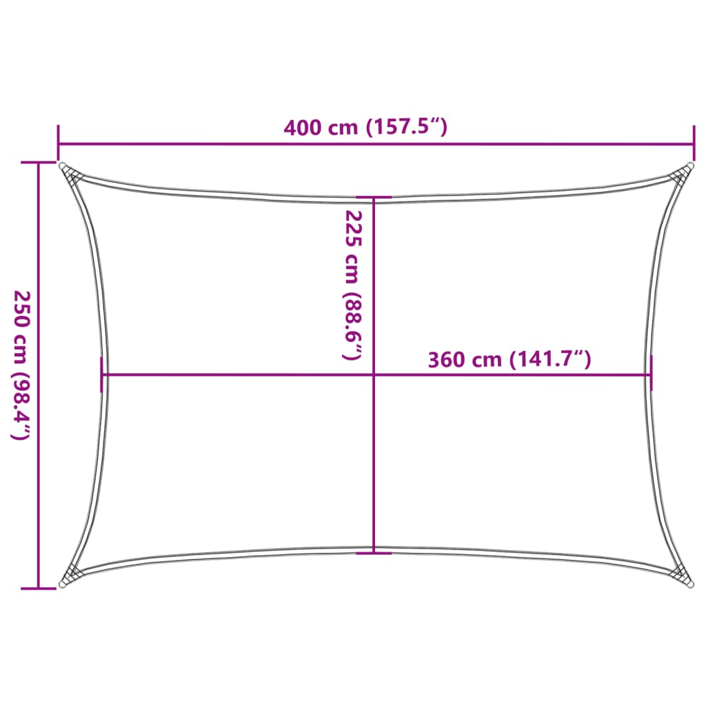 Solseil 160 g/m² hvit 2,5x4 m HDPE