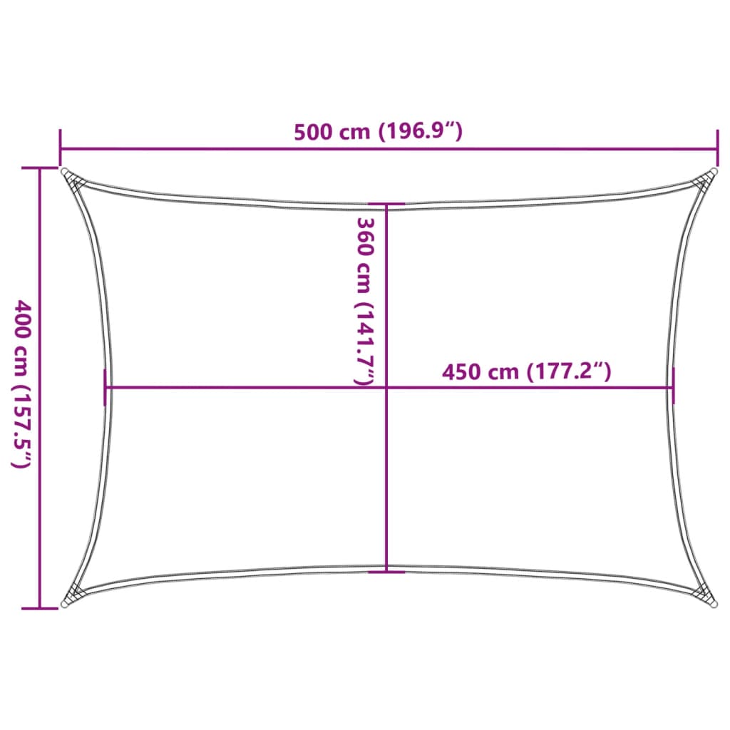 Solseil 160 g/m² hvit 4x5 m HDPE vidaXL