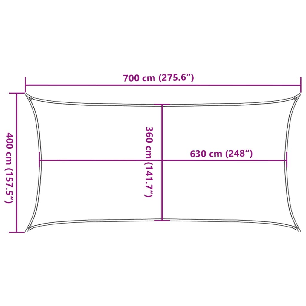 Solseil 160 g/m² hvit 4x7 m HDPE