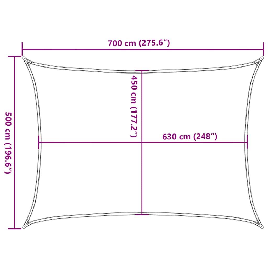Solseil 160 g/m² hvit 5x7 m HDPE